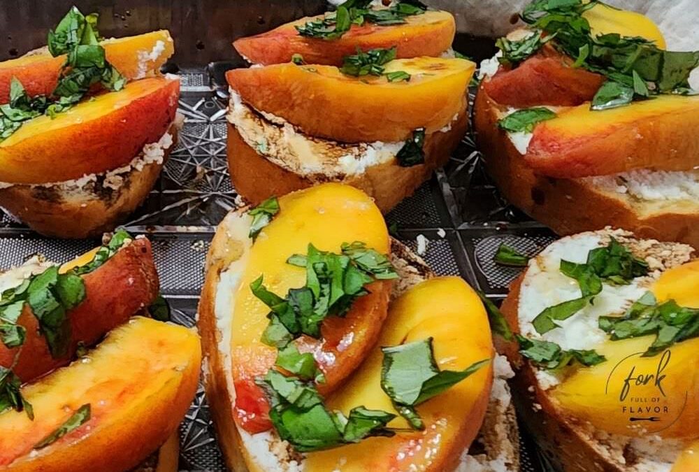 Thyme Honey, Peach & Goat Cheese Crostini