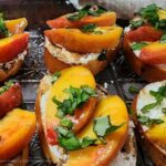 Grilled Thyme, Honey, Peach & Goat Cheese Crostini