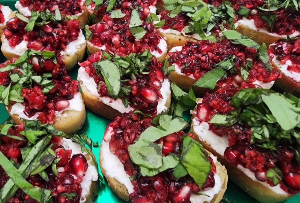 Pomegranate and Cranberry Bruschetta