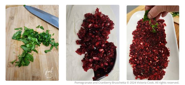 Making the Pomegranate and Cranberry Bruschetta into a dip