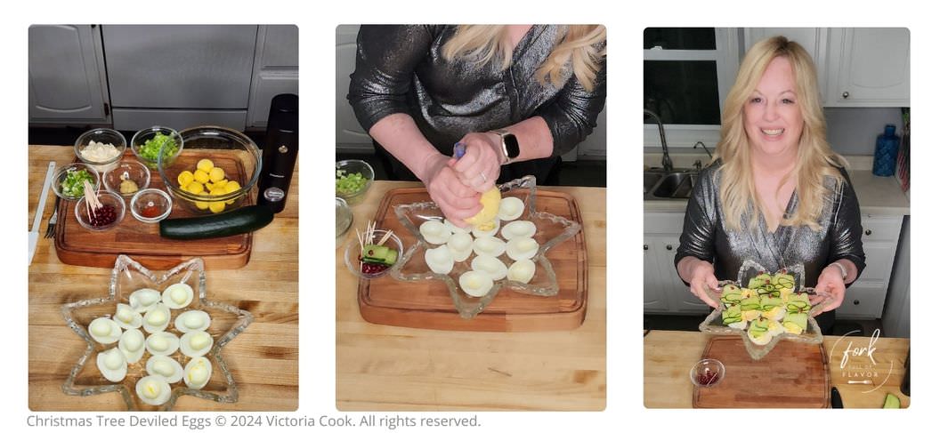 Three photos side-by-side consisting of the ingredients needed for making  berry fizz tea, some of the prep and Victoria toasting with a glass of the punch.