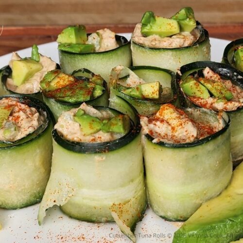 These refreshing cucumber tuna rolls are a light, healthy snack or appetizer filled with creamy tuna, avocado, and a burst of flavor, perfect for any occasion.